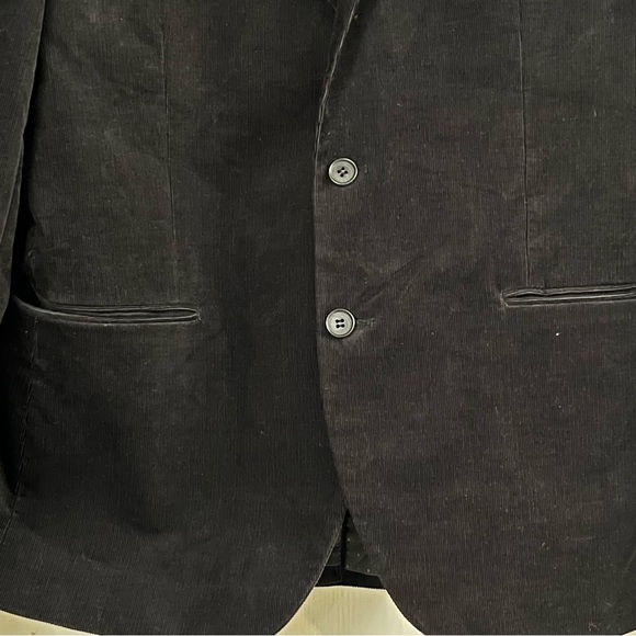 H&M Mens Black Blazer Sport Coat Two Button Jacket Corduroy Casual Suits Sz 44 - Picture 4 of 12